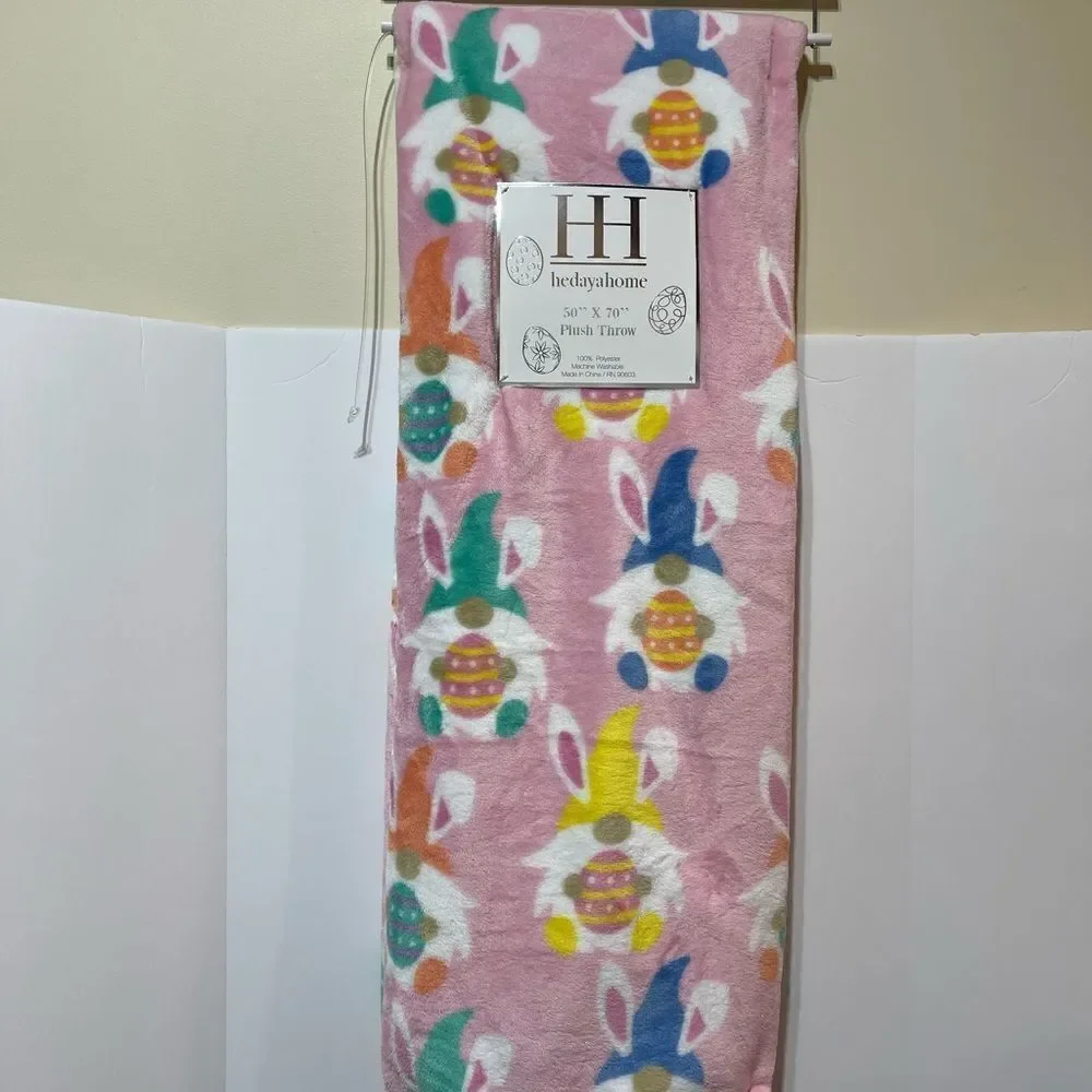Heyaday Home Gnome Easter Plush Throw NWT